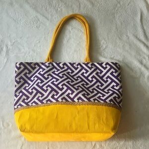 Purple & Gold Mudpie Beach Bag